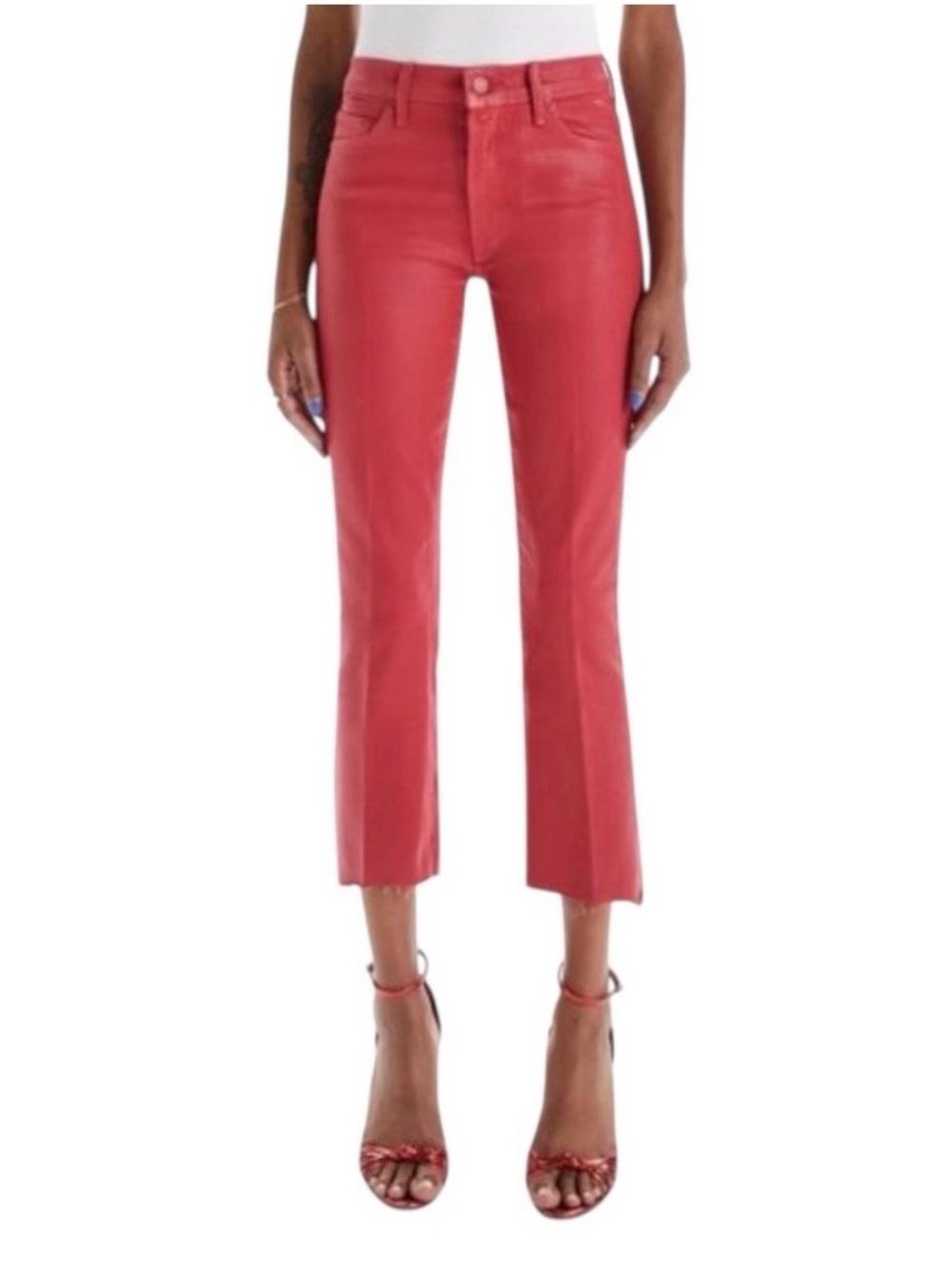 MOTHER The Insider Crop Step Fray, New Year’s Red, 27